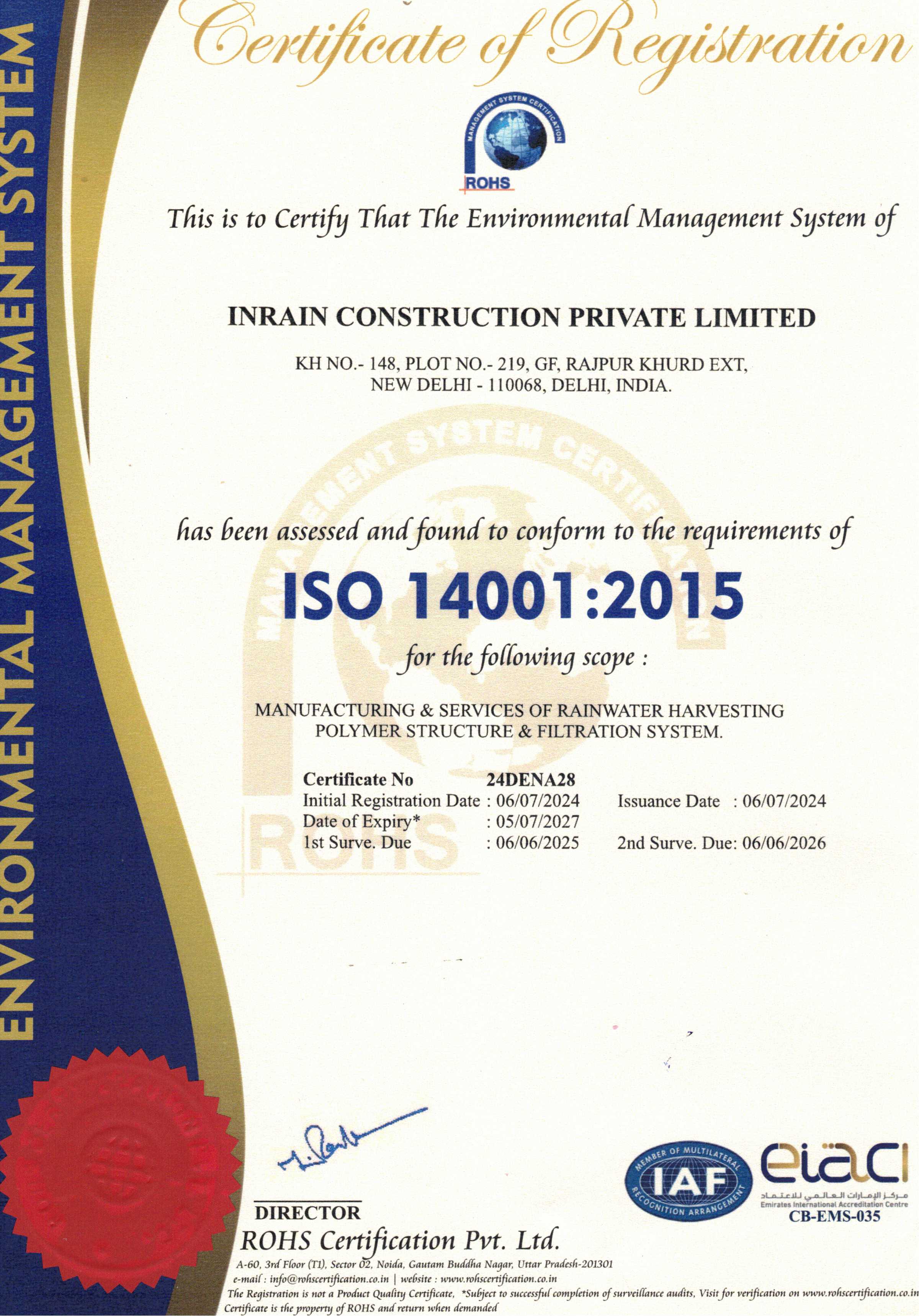 ISO 14001 Certificate